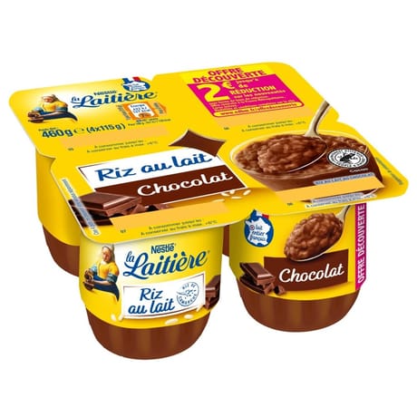 La laitière riz au lait au chocolat 4x115g