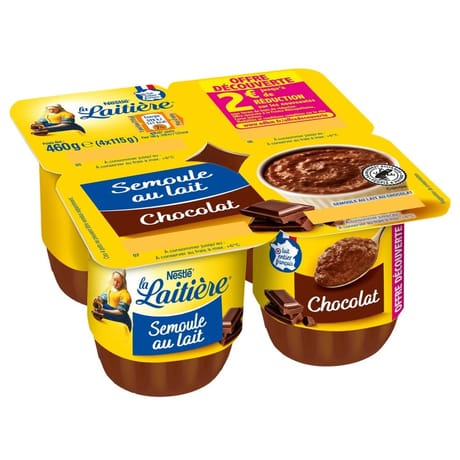 La laitière semoule au lait au chocolat 4x115g