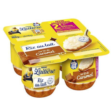 La Laitière Riz au lait sur lit de caramel 4x115g offre découverte