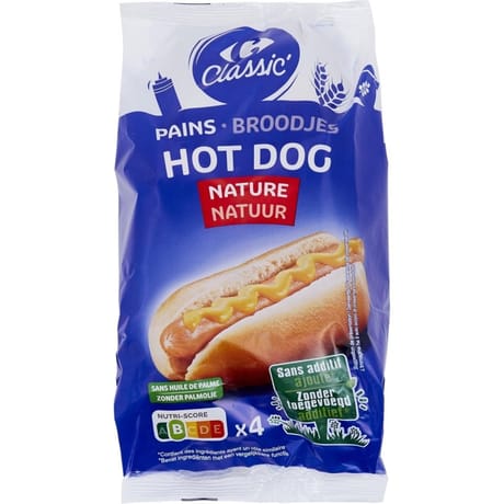 Carrefour Classic 4 pains hot dog nature 250g