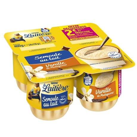 La Laitière Semoule au lait vanille offre découverte 4x115g offre découverte