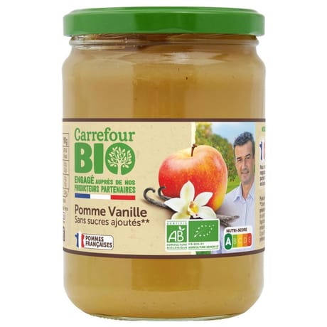 Carrefour bio compote pomme vanille bio - 580g