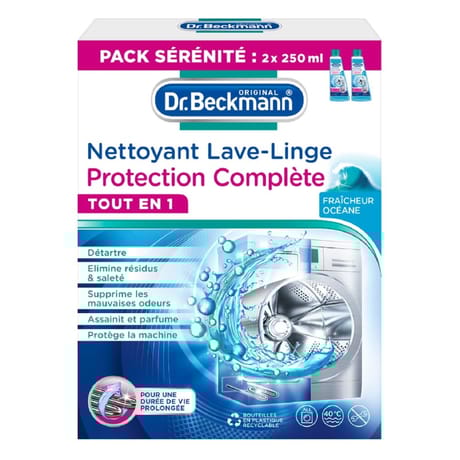 Dr beckmann nettoyant machine lave-linge protection complète duo pack 2x250ml