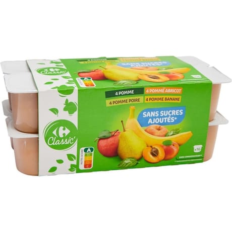 Carrefour classic' coupelles de compotes variés - 1600g