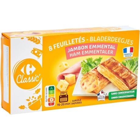 Carrefour classic 4 feuilletés jambon emmental 520g