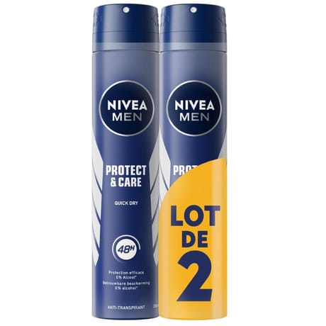 Nivea déodorant atomiseur homme protect&care 200ml lot x2