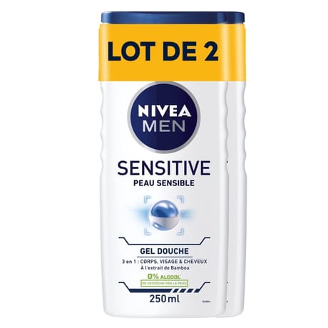 Nivea men sensitive peau sensible gel douche 2x250ml