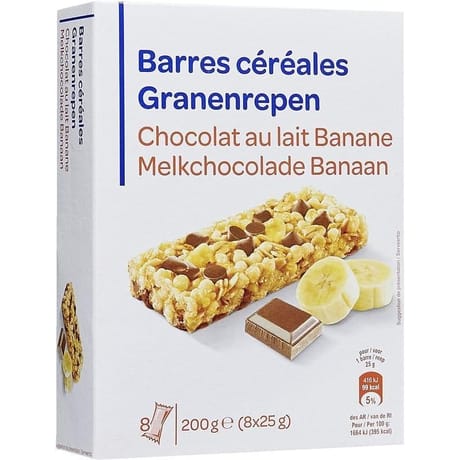 Barres céréalières chocolat banane x8 - 200g