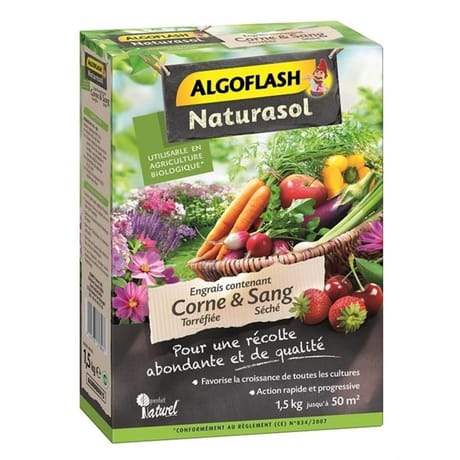 Algoflash engrais corne torréfiée sang séché 1,5 kg