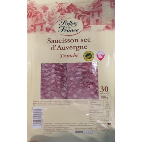 Reflets de France saucisson sec d'Auvergne 30 tranches 100g