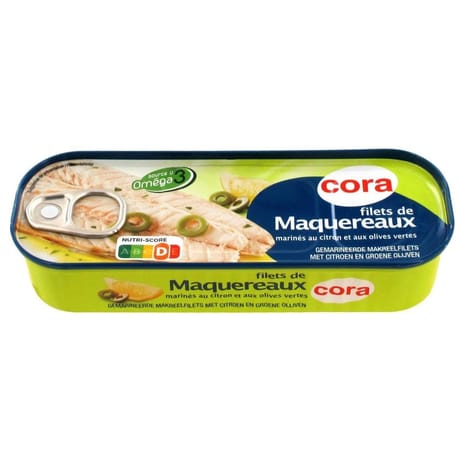 Cora filets de maquereaux marinés au citron et aux olives vertes 176g