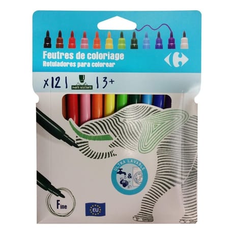 Carrefour feutre coloriage pointe fine x12