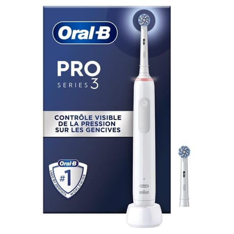 Oral-b brosse à dents pro3 électrique sensitive blanche + 1 brossette