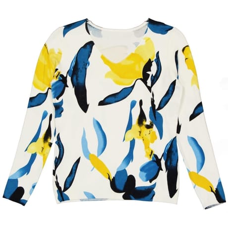 Pull manches longues femme IMPRIME BLEU/ JAUNE 50\52