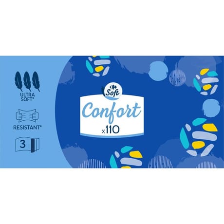 Carrefour soft boite de 110 mouchoirs confort