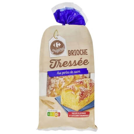 Carrefour original brioche tressée aux perles de sucre 450g