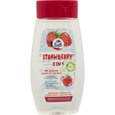 Carrefour Soft gel douche corps et cheveux fraise 250ml