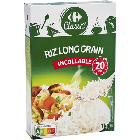 Carrefour classic' riz long grain incollable 1kg