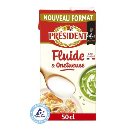 Président crème fluide 25%mg uht brique 50cl