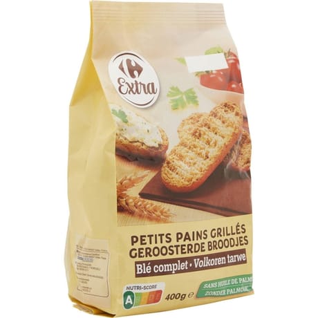 Carrefour extra petits pains grillés blé complet 400g