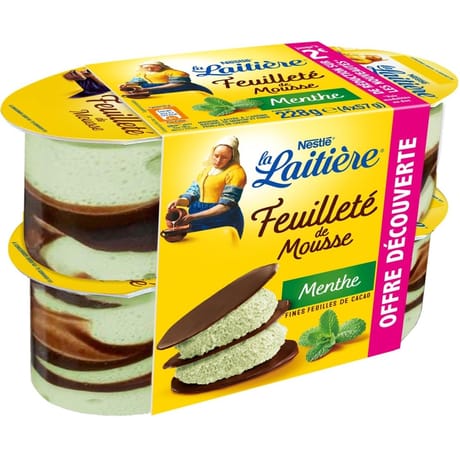 La laitiere feuilleté de mousse menthe 4x57g offre découverte