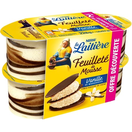 La laitiere feuilleté de mousse vanille 4x57g offre découverte