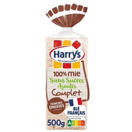 Harry's pain de mie sans sucre ajoutés 100% mie complet 500g