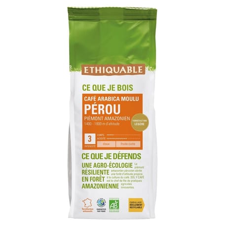 Ethiquable café moulu du Pérou bio 250g