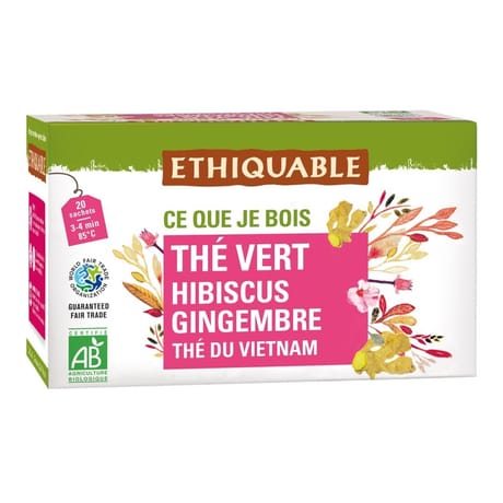 Ethiquable thé vert hisbiscus gimgembre bio 36g