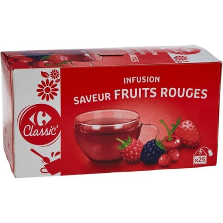 Carrefour classic' infusion saveur fruits rouges 25 sachets de 1.6g