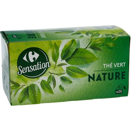 Carrefour sensation thé vert nature 25 sachets de 1.4g