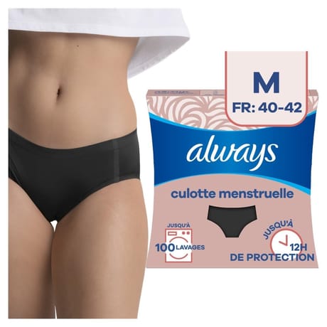 Always culotte menstruelle lavable m hipster noir flux modere a ab