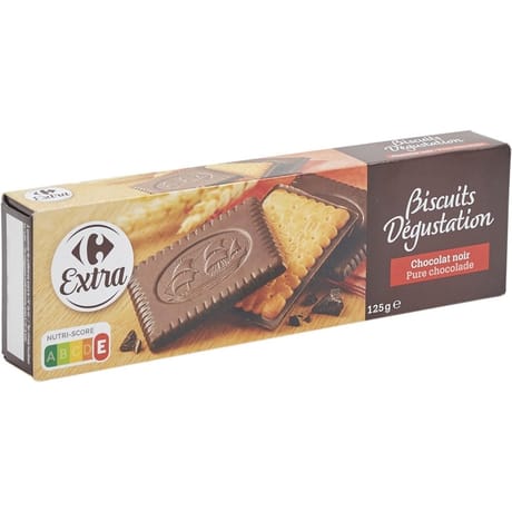 Carrefour extra biscuits chocolat noir 125g