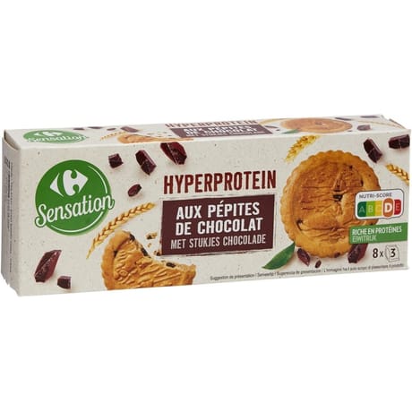 Carrefour sensation biscuits hyperprotein pépites chocolat 140g