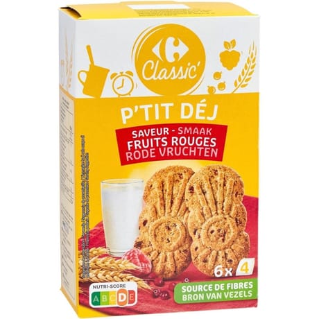 Carrefour classic' biscuits p'tit déj saveur fruits rouges 300g