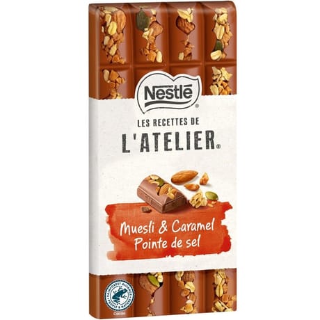 Nestlé L'Atelier chocolat lait muesli pointe de sel amandes 170g