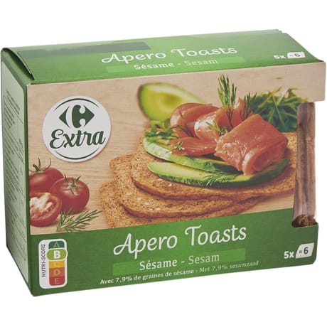 Carrefour extra toasts fins sésame 100g