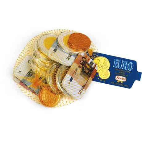 Sorini pièces de monnaie + billets de banque chocolat au lait 100g