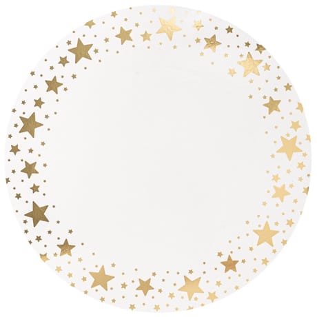 4 sous assiettes 34cm etoiles blanc impression starlight or