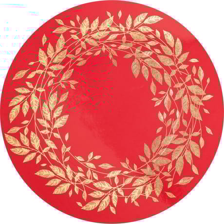 4 sous assiettes 34cm couronne de sureau or fond rouge