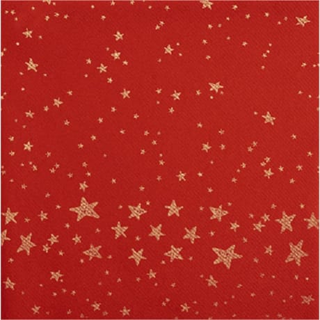 12 serviettes celeste effet textile 40x40cm chemin étoile or fond rouge
