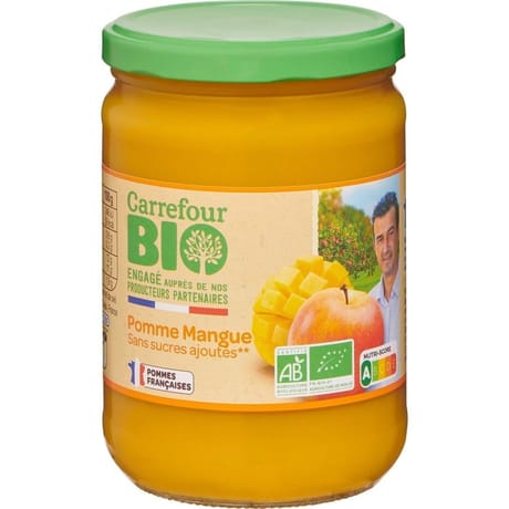 Carrefour bio compote pomme mangue sans sucres ajoutés bio- 580g