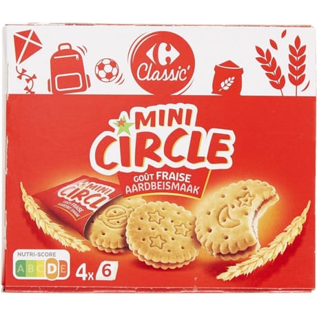 Carrefour classic' biscuits gôut fraise pocket 168g