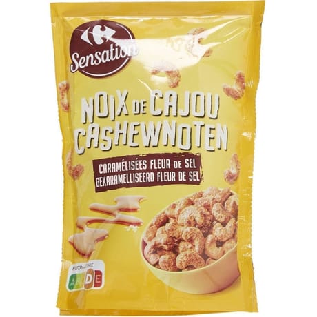 Carrefour sensation noix de cajou caramélisées fleur de sel 120g