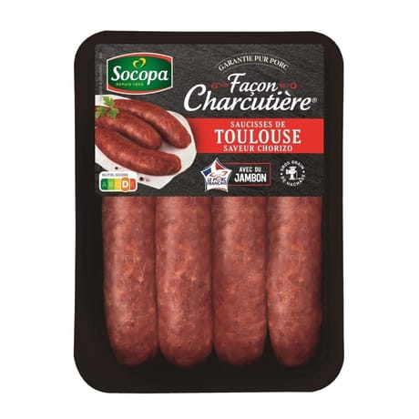 Saucisse de toulouse saveur chorizo x4 400g Socopa