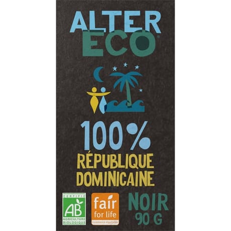Alter eco chocolat noir république dominicaine 100% bio 100g