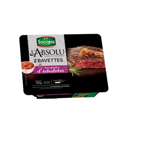 Bavettes de boeuf marinees et leur fondue d'echalote 150g x2 Socopa