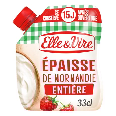 Elle & Vire crème épaisse entière 30% mg poche 324g/33cl