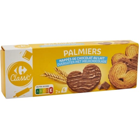 Carrefour classic' biscuits palmier chocolat au lait 110g