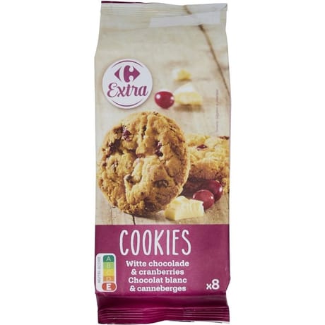 Carrefour extra cookies chocolat blanc canneberges 200g